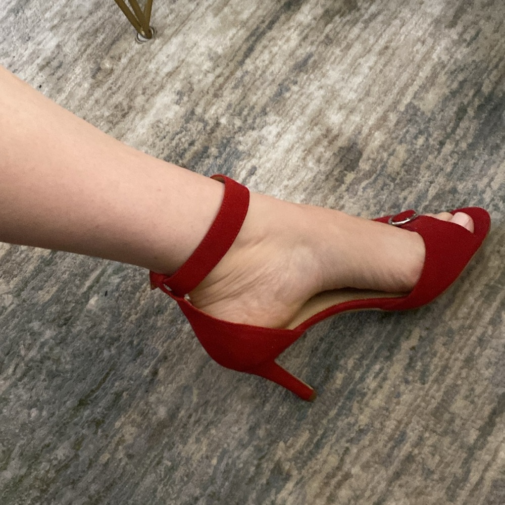 Audrey Brooke Red Suede Heels